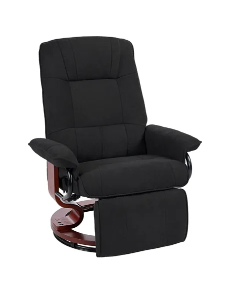 HOMCOM Reclining Swivel Chair, with Footrest - Black