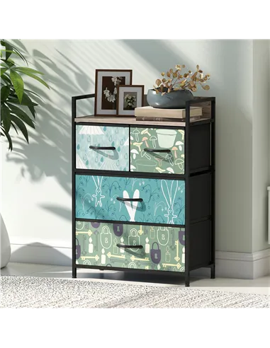 HOMCOM 4-Drawer Chest of Drawers - Blue