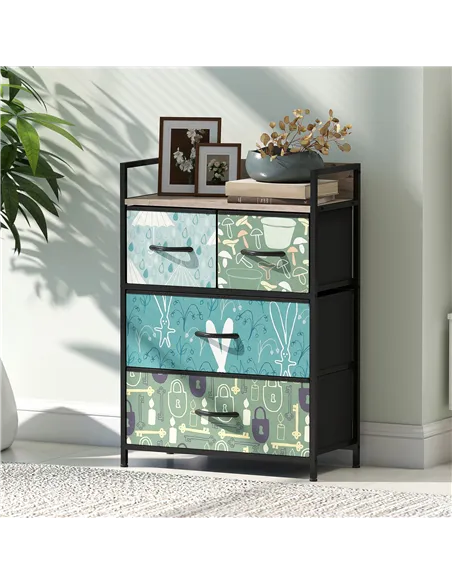 HOMCOM 4-Drawer Chest of Drawers - Blue