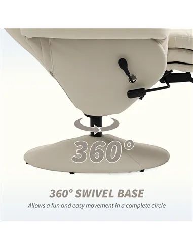 HOMCOM Manual Recliner Chair with Footrest, Upholstered Reclining Armchair with Adjustable Backrest and Cup Holder, PU Leather S