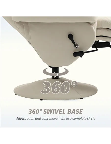 HOMCOM Manual Recliner Chair with Footrest, Upholstered Reclining Armchair with Adjustable Backrest and Cup Holder, PU Leather S