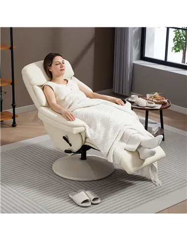 HOMCOM Manual Recliner Chair with Footrest, Upholstered Reclining Armchair with Adjustable Backrest and Cup Holder, PU Leather S