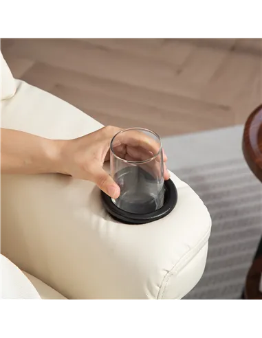 HOMCOM Manual Recliner Chair with Footrest, Upholstered Reclining Armchair with Adjustable Backrest and Cup Holder, PU Leather S