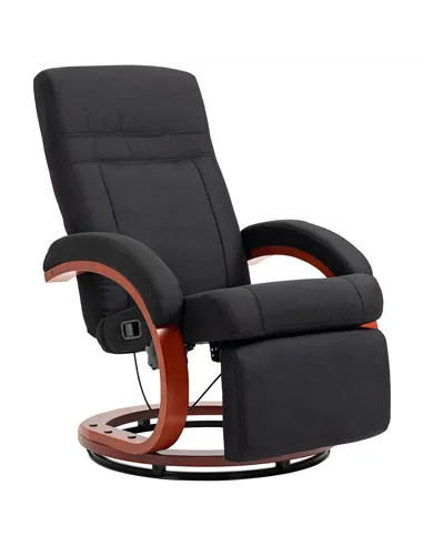 HOMCOM 135° Manual Reclining Swivel Chair, with Footrest - Black