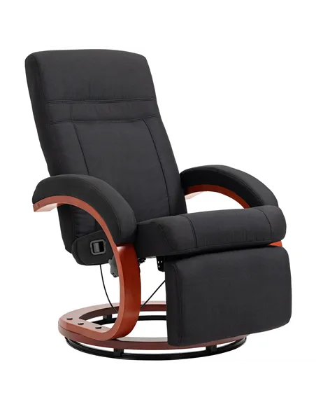HOMCOM 135° Manual Reclining Swivel Chair, with Footrest - Black