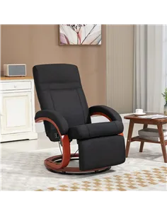 HOMCOM 135° Manual Reclining Swivel Chair, with Footrest - Black 2
