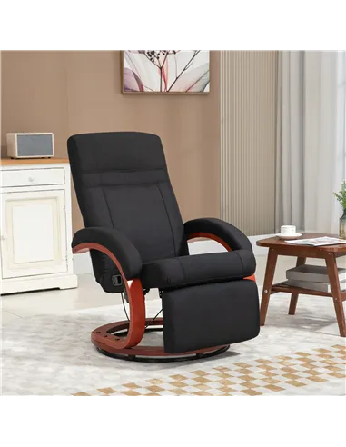 HOMCOM 135° Manual Reclining Swivel Chair, with Footrest - Black