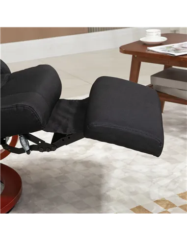 HOMCOM 135° Manual Reclining Swivel Chair, with Footrest - Black