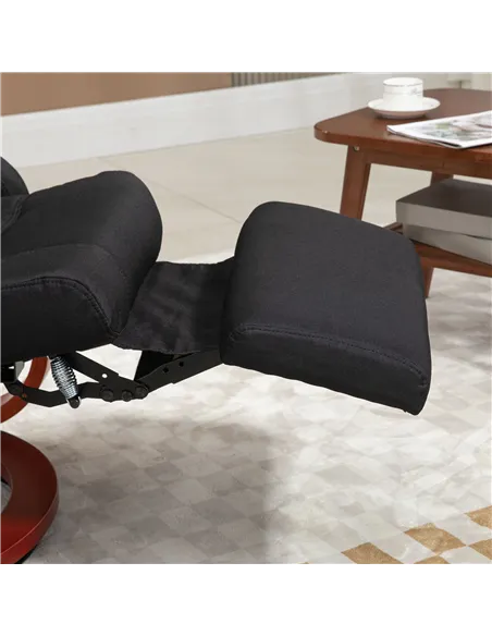 HOMCOM 135° Manual Reclining Swivel Chair, with Footrest - Black