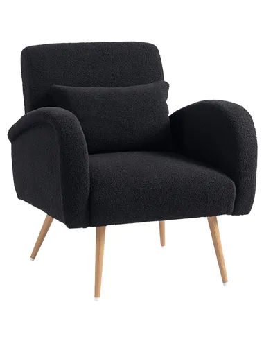 HOMCOM Teddy Fleece Accent Chair - Black