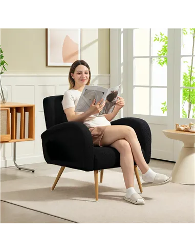 HOMCOM Teddy Fleece Accent Chair - Black