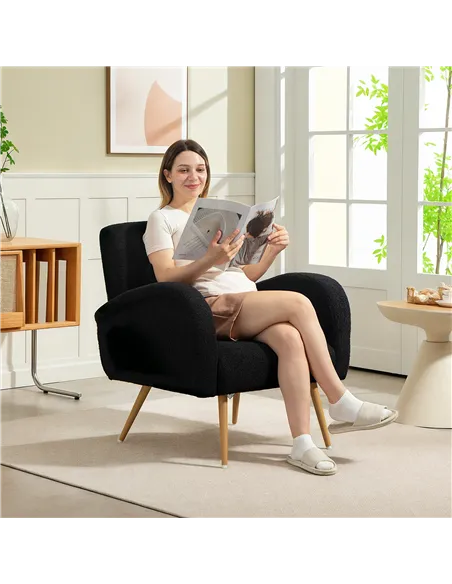 HOMCOM Teddy Fleece Accent Chair - Black