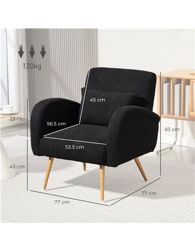 HOMCOM Teddy Fleece Accent Chair - Black