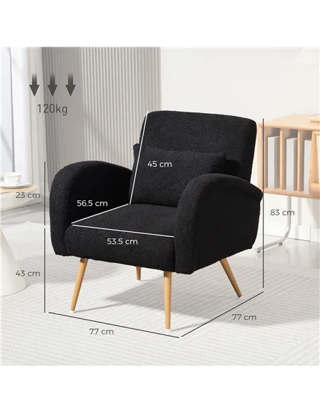 HOMCOM Teddy Fleece Accent Chair - Black