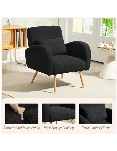 HOMCOM Teddy Fleece Accent Chair - Black