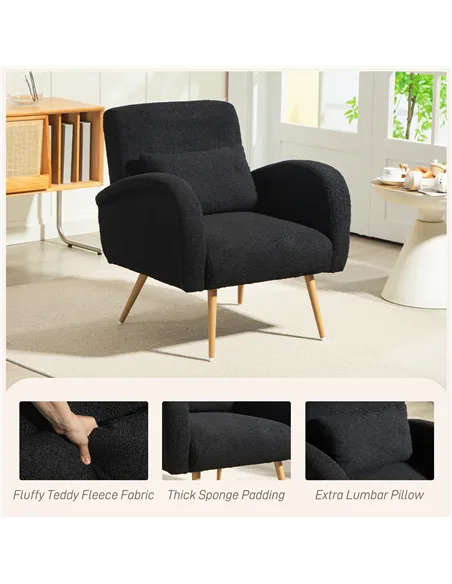 HOMCOM Teddy Fleece Accent Chair - Black