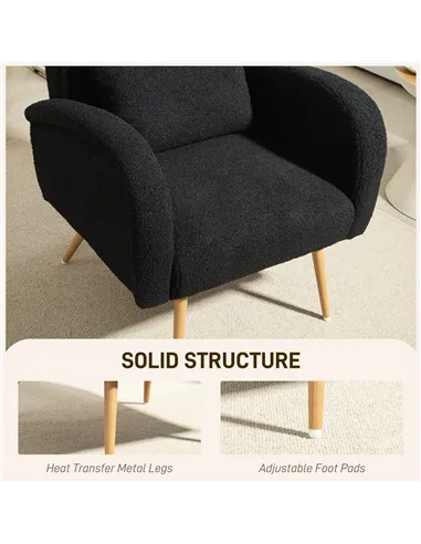 HOMCOM Teddy Fleece Accent Chair - Black