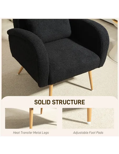 HOMCOM Teddy Fleece Accent Chair - Black