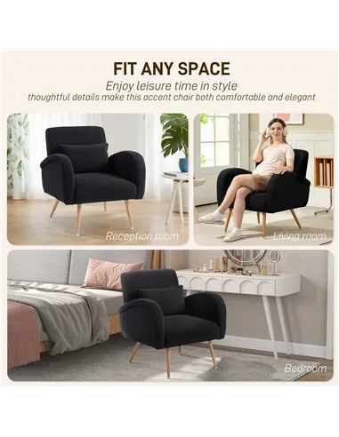 HOMCOM Teddy Fleece Accent Chair - Black