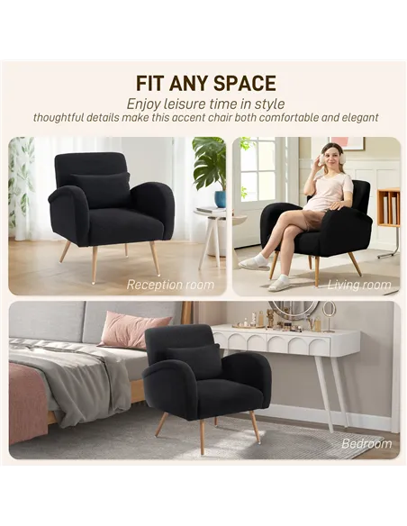 HOMCOM Teddy Fleece Accent Chair - Black