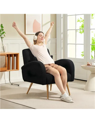 HOMCOM Teddy Fleece Accent Chair - Black