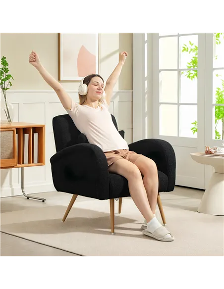 HOMCOM Teddy Fleece Accent Chair - Black