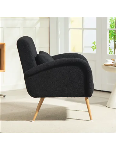 HOMCOM Teddy Fleece Accent Chair - Black