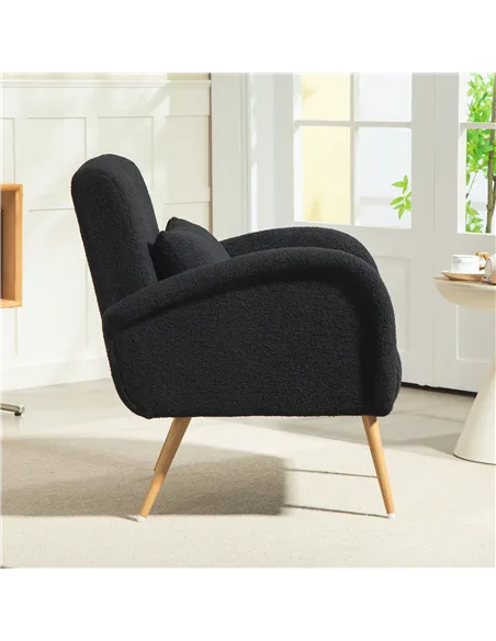 HOMCOM Teddy Fleece Accent Chair - Black