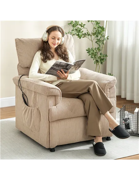 HOMCOM Corduroy Electric Massage Recliner - Brown