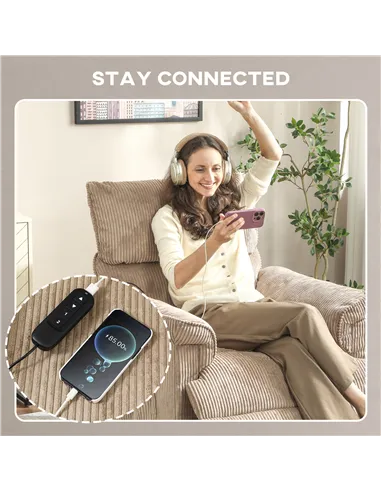 HOMCOM Corduroy Electric Massage Recliner - Brown