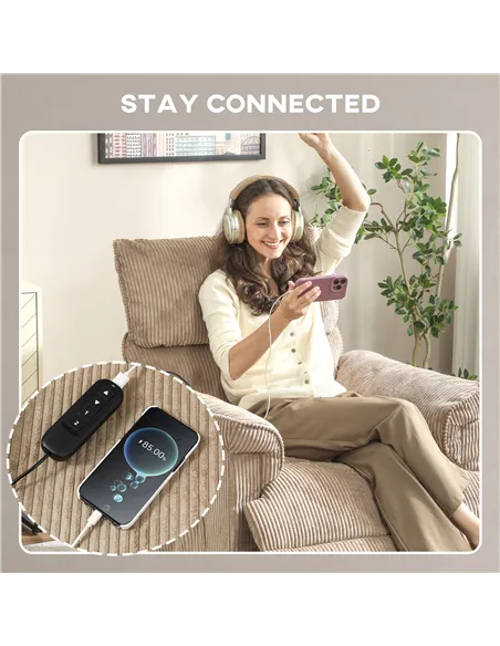 HOMCOM Corduroy Electric Massage Recliner - Brown