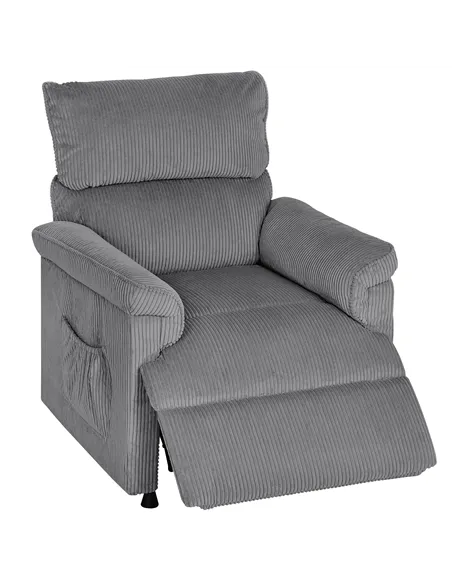 HOMCOM Corduroy Electric Massage Recliner - Grey