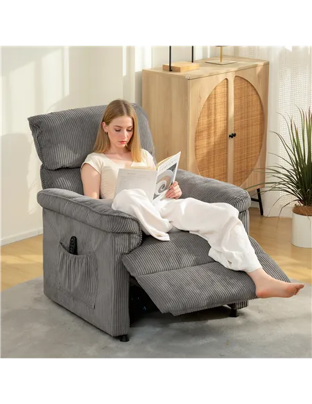 HOMCOM Corduroy Electric Massage Recliner - Grey