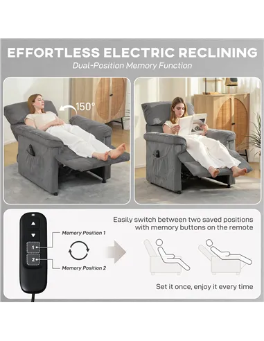 HOMCOM Corduroy Electric Massage Recliner - Grey