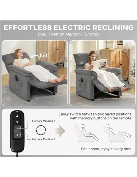 HOMCOM Corduroy Electric Massage Recliner - Grey