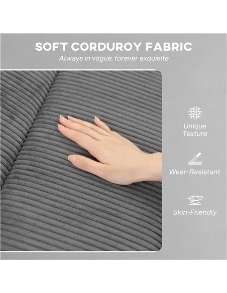 HOMCOM Corduroy Electric Massage Recliner - Grey