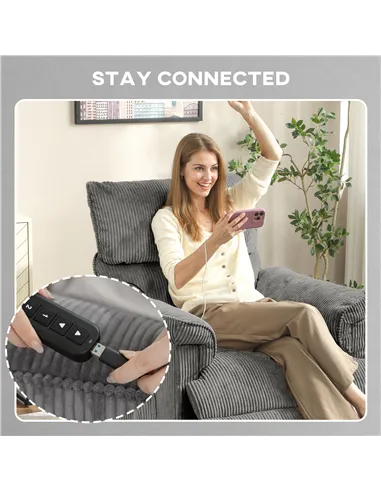 HOMCOM Corduroy Electric Massage Recliner - Grey