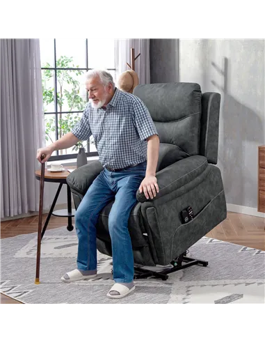 HOMCOM Power Lift Recliner Chair with Vibration Massage, Heat, USB - Grey