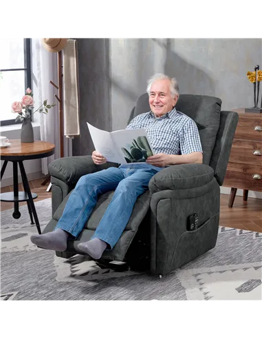 HOMCOM Power Lift Recliner Chair with Vibration Massage, Heat, USB - Grey
