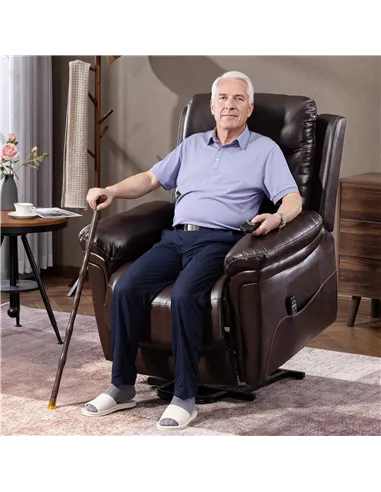 HOMCOM Power Lift Recliner Chair with Vibration Massage, Heat, USB - Brown