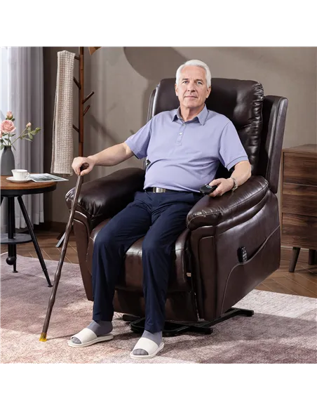 HOMCOM Power Lift Recliner Chair with Vibration Massage, Heat, USB - Brown