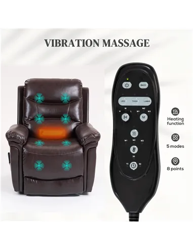 HOMCOM Power Lift Recliner Chair with Vibration Massage, Heat, USB - Brown