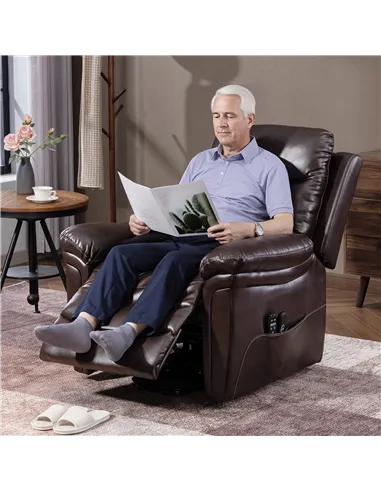 HOMCOM Power Lift Recliner Chair with Vibration Massage, Heat, USB - Brown