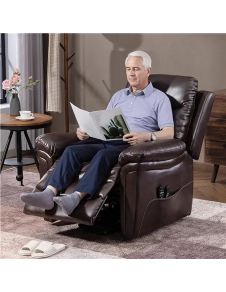 HOMCOM Power Lift Recliner Chair with Vibration Massage, Heat, USB - Brown