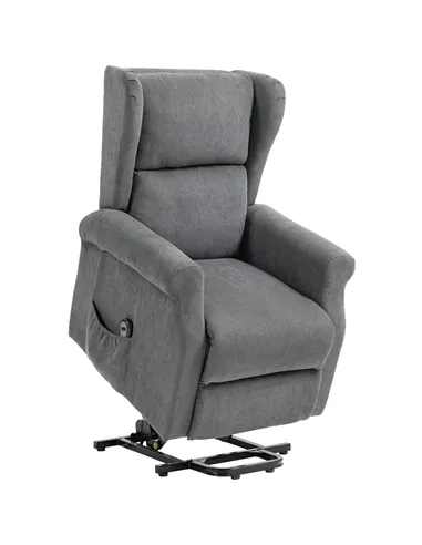 HOMCOM Power Lift Recliner Armchair, Electric Lift Chair for Elderly, Fabric Riser and Reclining Chair with Remote Control, Side