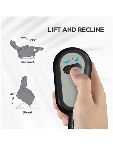 HOMCOM Power Lift Recliner Armchair, Electric Lift Chair for Elderly, Fabric Riser and Reclining Chair with Remote Control, Side