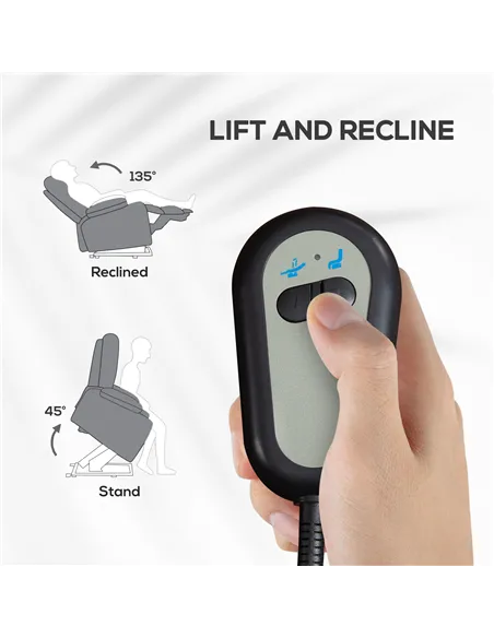 HOMCOM Power Lift Recliner Armchair, Electric Lift Chair for Elderly, Fabric Riser and Reclining Chair with Remote Control, Side