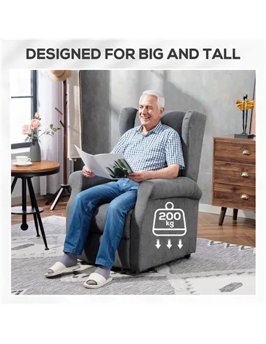 HOMCOM Power Lift Recliner Armchair, Electric Lift Chair for Elderly, Fabric Riser and Reclining Chair with Remote Control, Side