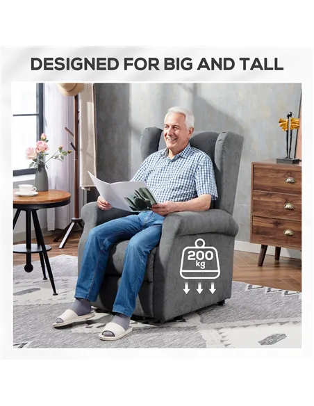 HOMCOM Power Lift Recliner Armchair, Electric Lift Chair for Elderly, Fabric Riser and Reclining Chair with Remote Control, Side