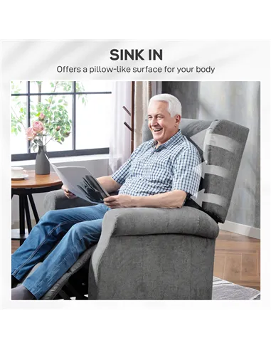 HOMCOM Power Lift Recliner Armchair, Electric Lift Chair for Elderly, Fabric Riser and Reclining Chair with Remote Control, Side